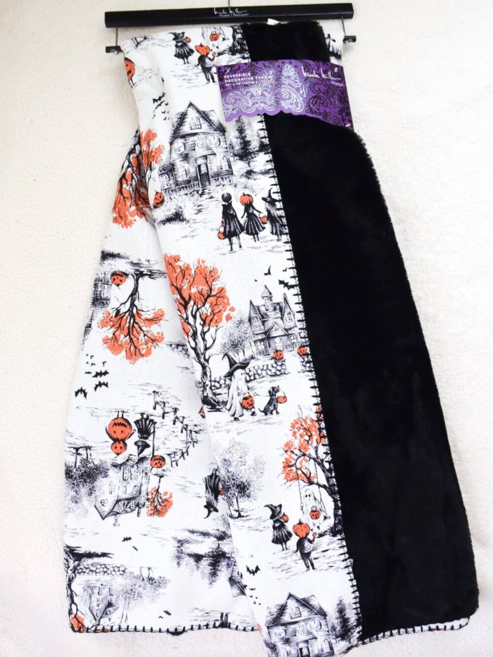 *Nicole Miller* Halloween Haunted Village Witch Reversible Throw Blanket - 50x70